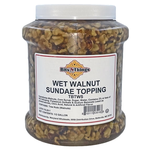 Bits N Things Wet Walnut Dessert Topping | Ice Cream, Sundaes, Pie | Kosher | 64 oz.