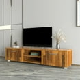 thumbnail image 1 of Walnut TV Stand for 70'' TV Stands, Media Console Entertainment Center Television Table with 2 Storage Cabinet and Open Shelves, for Living Room Bedroom, 1 of 7