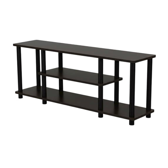 Walnut TV Stand with 3-Tier Open Storage and Modern Design