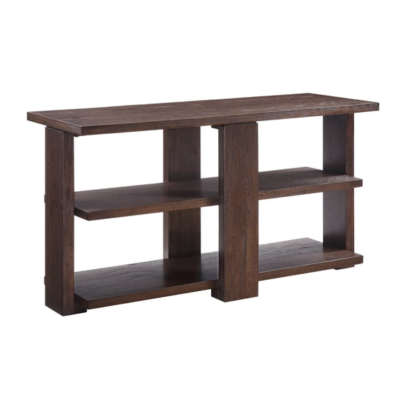 Walnut Table With 2 Shelf Qualities In Hallway, Crafted From Poplar Wood 2-shelf Console Table, Constructed