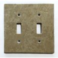 thumbnail image 1 of Walnut Travertine Double Toggle Switch Wall Plate / Switch Plate / Cover - Honed, 1 of 5