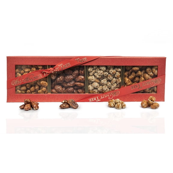 Walnut Tree Caramelised Nut Gift Box Handpacked in the UK with Pecans, Cashews, Almonds, Peanuts, Sesame Peanuts Gluten Free Vegetarian Luxury Gift Selection, Birthday, Anniversary 300g