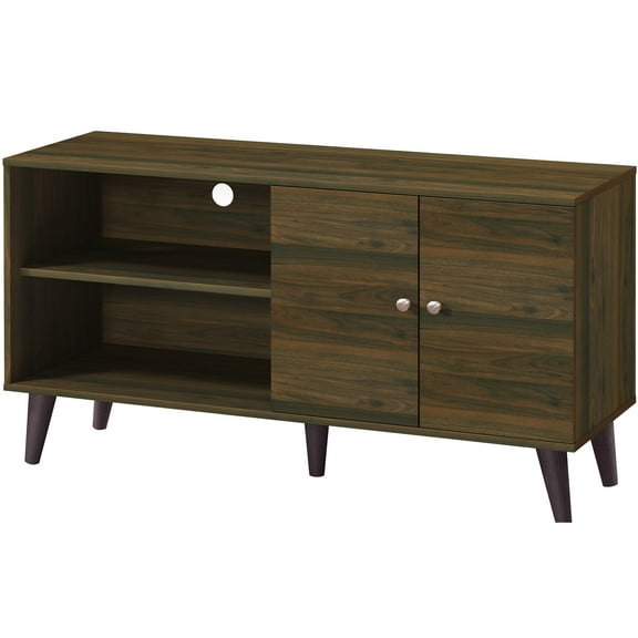 Walnut Tv Stand With Practical Storage, For Tvs Up To 50-59 Modern Design Entertainment Cabinet, Fits