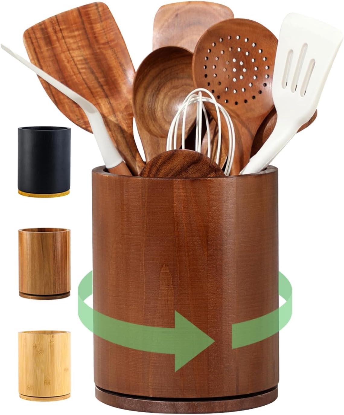 Walnut Utensil Holder, 360? Rotating 7.3 in Kitchen Organizer - Walmart.com