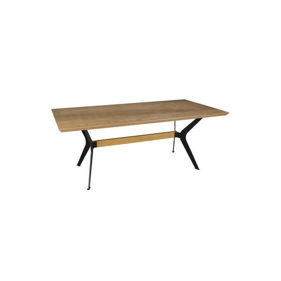 Creative Images Dining Table with Veneer Top and Metal Black legs