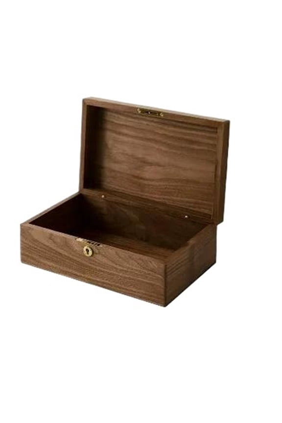 Walnut Vintage Desktop Cosmetics Storage Creative Lock Box Home Jewelry Solid Wood Box