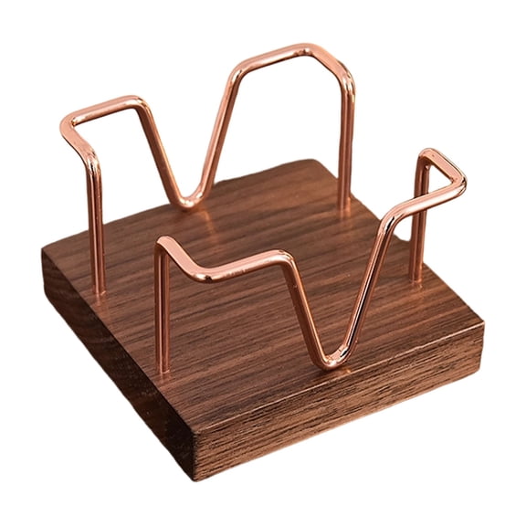 Walnut Wood 3x3 Inch Desk Note Dispenser, Sturdy Holder For Study And Office Organizer (Rose Gold)