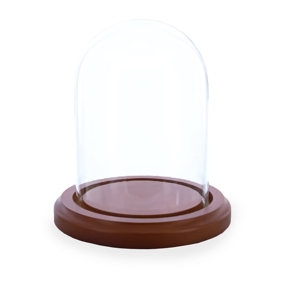 Walnut Wood Base Glass Dome 4 Inches x 3 Inches