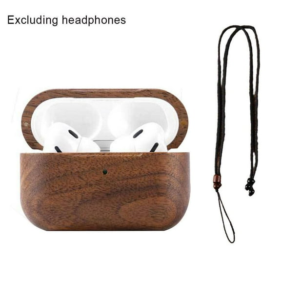 Walnut Wood Case for AirPods Pro 3, for Airpods pro 3 wooden protective case,Black Walnut Enclosed Wooden Cover with Velvet Lining & Wireless Charging Compatible