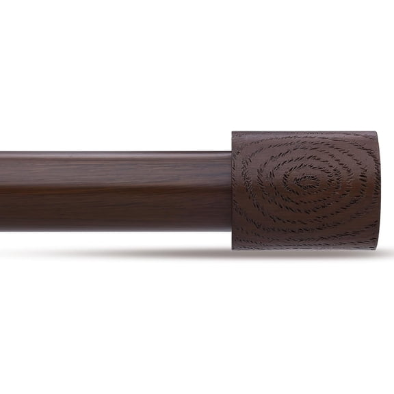 Walnut Wood Curtain Rod - 1 Inch Decorative Adjustable Rustic Farmhouse Drapery Rod with Wood Grain Finials for Windows (30"-144")