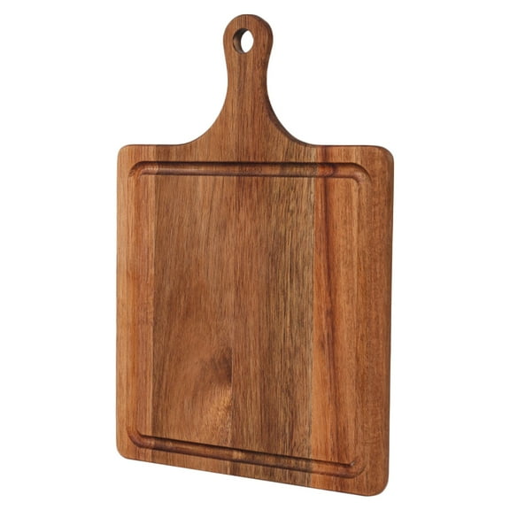 Walnut Wood Cutting Board with Handle | Natural Serving Tray for Cheese, Bread, Pizza, Salad, Charcuterie Board for Kitchen, Dinner Party | Easy Clean Small Chopping Block