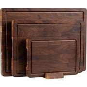 Walnut Wood Cutting Board Set End Grain Boards for Kitchen with Handle Non Toxic Wooden Charcuterie Double Sided Butcher Block Meal Prep & Serving Gift Box