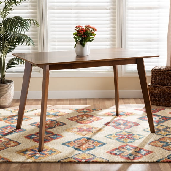 Walnut Wood Dining Table - Mid-Century Modern Design - Seats Four - Brown Finish