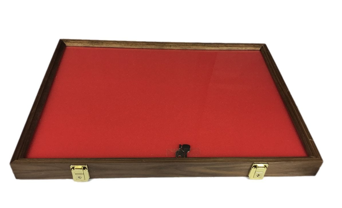 Walnut Wood Display Case 18 x 24 x 2 for Arrowheads Knifes Collectibles ...