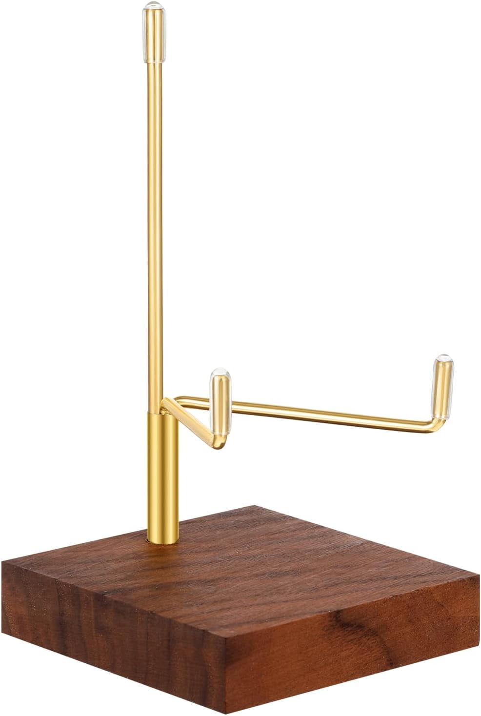 Walnut Wood Display Stand with Adjustable Metal Arms Small Display Easel Holder Crystal Displays Stand for Displaying Geodes Seashell Fossil Coral Crystal Rock (2.5"x2.5"x3.2")