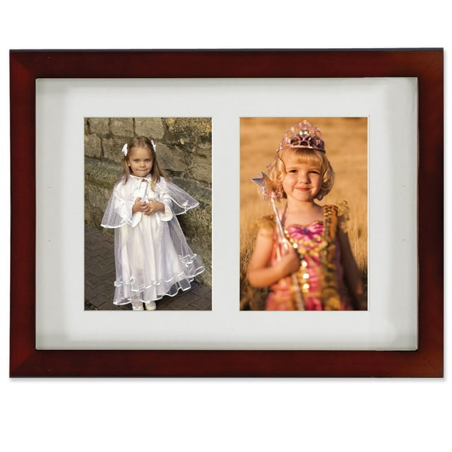 Walnut Wood Double 5x7 Matted Picture Frame
