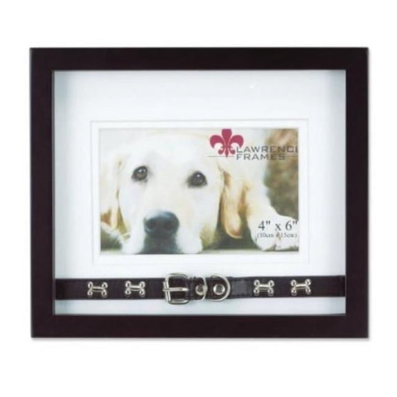 Walnut Wood Double Mat 6x4 Picture Frame - Dog Collar Design