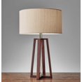 thumbnail image 1 of Walnut Wood Finish Linen Fabric Shade Table Lamp, 1 of 3