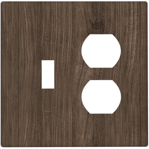 Walnut Wood Grain Rustic Light Switch Cover Plate, 1 Toggle 1 Duplex, Decorative Wall Plate