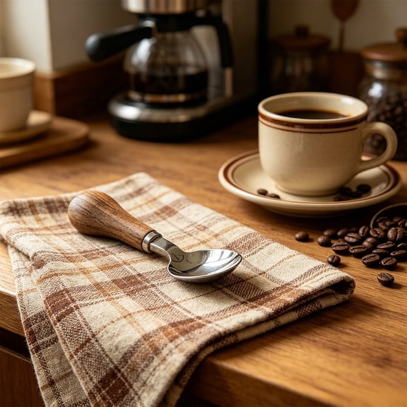 Walnut Wood Handle Spoon, Heavy-Duty 304 Stainless Steel Cutlery for Rust Resistant Daily Dining, Rustic Silverware for Home Camping Travel