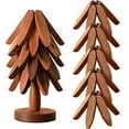 thumbnail image 1 of Walnut Wood Insulation Pad Set, Natural Wooden Trivet Set - 3/4/5 Wooden Trivets & 1 Stand Like a Christmas, Foldable Kitchen Wooden,for Hotdishes Pot Bowl Teapot Hot Pot Holder, 1 of 10