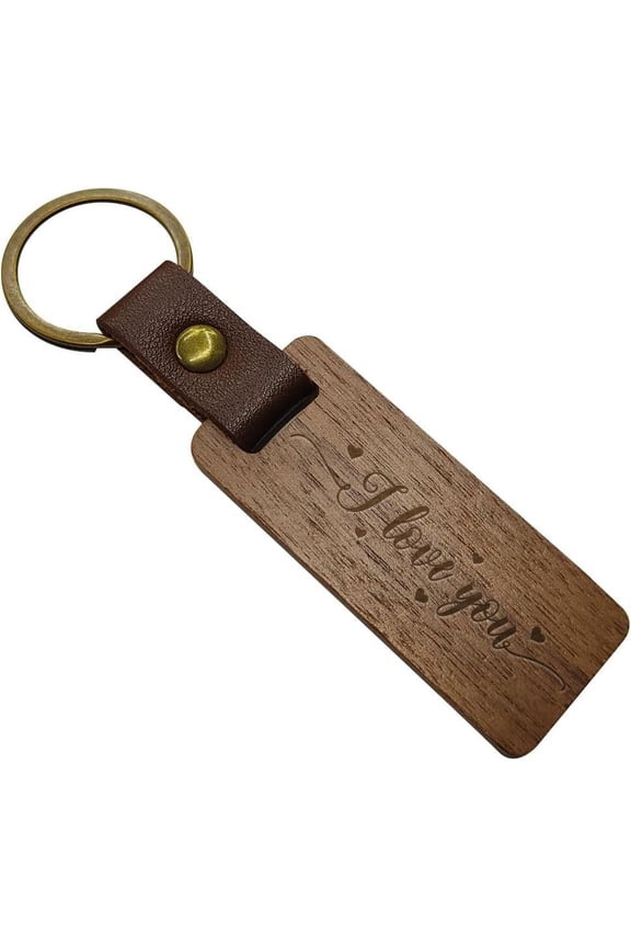 Walnut Wood Keychain Key Chain Tags Wood Photo Keychains for DIY Gift with Alloy Key Ring Word 110~115x25~27mm