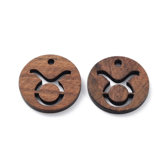 Walnut Wood Laser Cut Pendants Hollow Constellation Charms Undyed Taurus 20x2.4mm Hole: 2mm