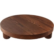 Walnut Wood Pedestal Stand,Decorative Wood Riser Round Vintage Display Stand,10in,Farmhouse Trays for Soap, Plants, Jewelry, Perfume