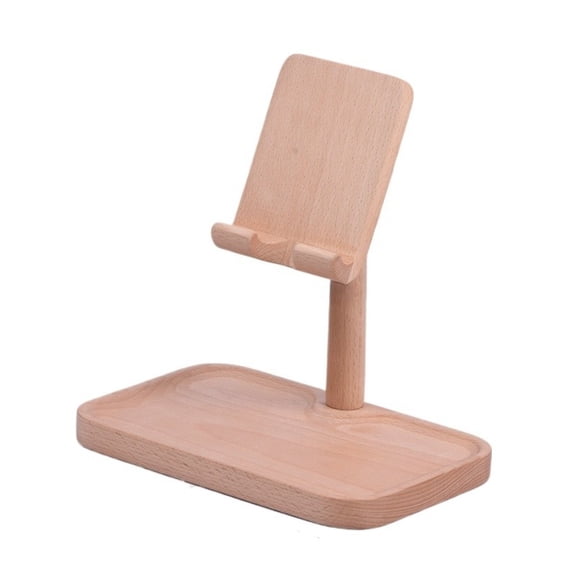 Walnut Wood Phone Stand, Adjustable Multifunctional Tablet Holder for Desk, Bedside Cradle for Cell Phone, IPad, Kindle, Minimalist Design