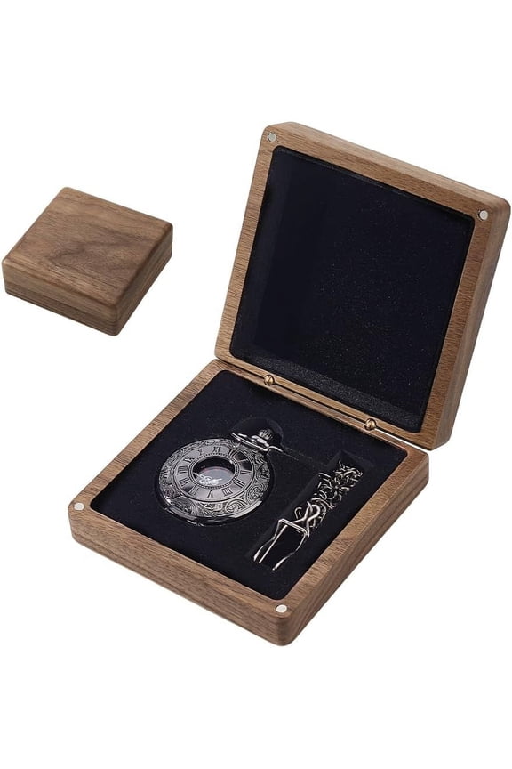 Walnut Wood Pocket Watch Box Portable Single Watch Gift Box with Pillow Wood Wristwatch Case Jewelry Storage Travel Organizer for Men Women Coconut Brown Brown DIY