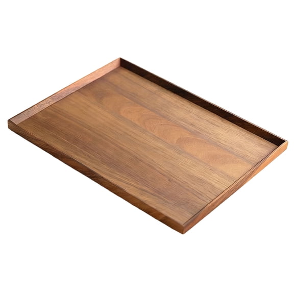 Walnut Wood Serving Tray, 15.7 x 11.8 in / 40 x 30 cm Rectangle Tray for Coffee Table, Decorative Tray with Raised Edge, Elegant Wooden Tray for Home, Hotel, Restaurant