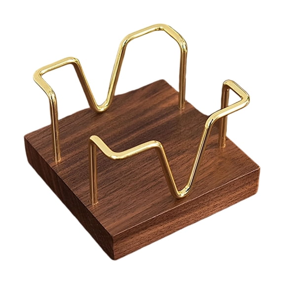 Walnut Wood Sticky Note Holder,3 X 3 Inch Sticky Note Organizer,Post It Note Dispenser for Desktop,Wooden Memo Pad Holder,Desk Accessories For Dorm Room,Home and Office Supplies(3.7x3.7")(Gold)
