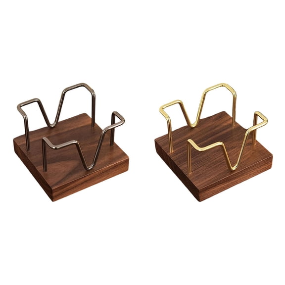 Walnut Wood Sticky Note Holder,3 x 3 inch Self Stick Note Pad Holder,Post It Note Dispenser Desk Accessories for Office and Office Desk Organizer,Black+Gold,2pcs