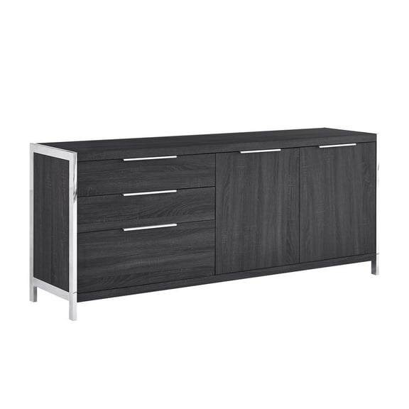 Walnut Wood Storage Cabinet with 5 Compartments and Stainless Steel Detailing