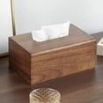 thumbnail image 1 of Walnut Wood Tissue Box Cover, Solid Wood Paper Tissue Holder, Rectangular Napkin Dispenser, Office and Home Tissue Storage Box, with Christmas Holiday Decor for Tabletop, 1 of 8