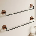 thumbnail image 1 of Walnut Wood Towel Rack, No-Drill Bathroom Organizer, Towel And Bath Sheet Hanger, Shelf With Aluminum, Easy Installation, Suitable For Washbasin Area, Space-Saving, 1 of 9