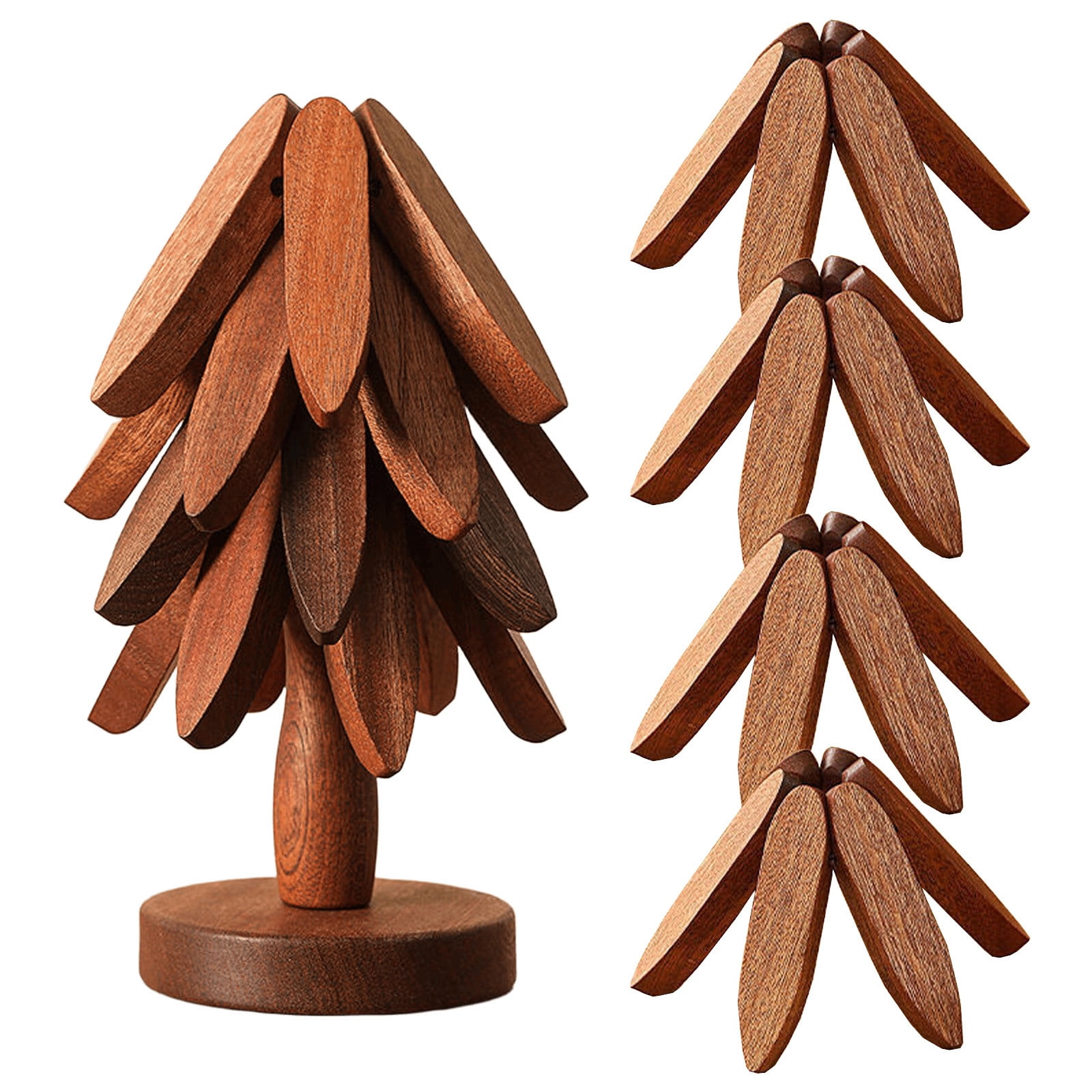 Trivett Tree Walnut Wood Tree Trivet Set, Natural Tree Trivet Set,2/3/4 Wooden ...