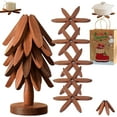 thumbnail image 1 of Walnut Wood Tree Trivet Set, Natural Tree Trivet Set - 5 Wooden Trivets & 1 Stand Like a Christmas, Foldable Kitchen Wooden,for Hotdishes Pot Bowl Teapot Hot Pot Holder (Brown), 1 of 9