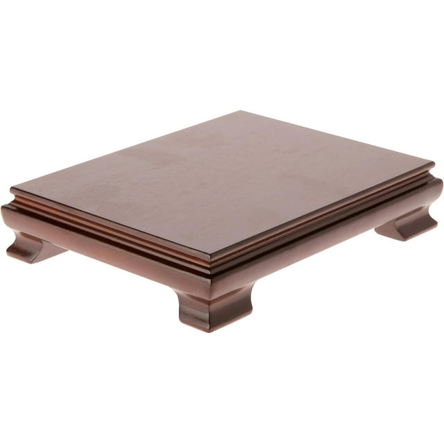 Walnut Wood Veneer Footed Display Base, 8" W x 6" D x 1.75" H