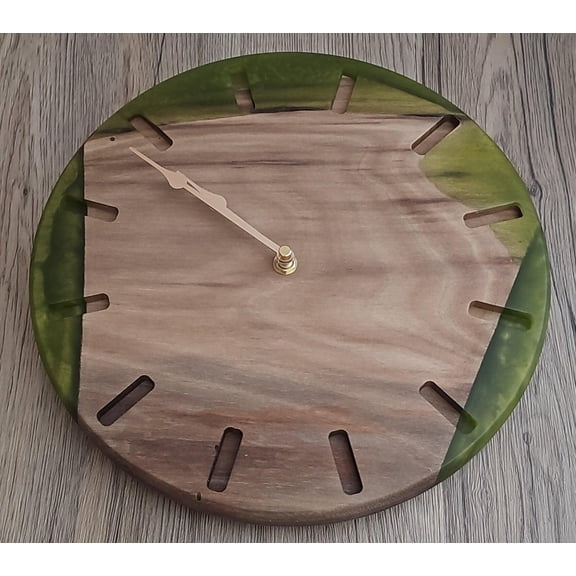 Walnut Wood with Olive Epoxy Clock