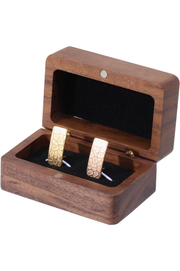 Walnut Wooden Cufflink Gift Box Small Vintage Rustic Gifts Box for Men Wedding Bussiness Anniversary Birthday Valentine's Day 2.8x1.8x1.4inch Mixed Color