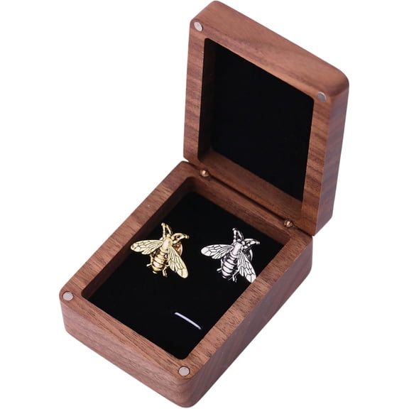 Walnut Wooden Cufflinks Box Black Storage Gift Box Jewelry Display Box for Engagement 3.35×2.36×1.38 inch Birthday Anniversary