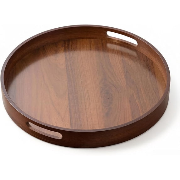 Walnut Wooden Tray, Rustic Vintage Decorative Tray, Fast Food Style Serving Trays for Eating On Lap, Side Plates for Tea Coffee Breakfast