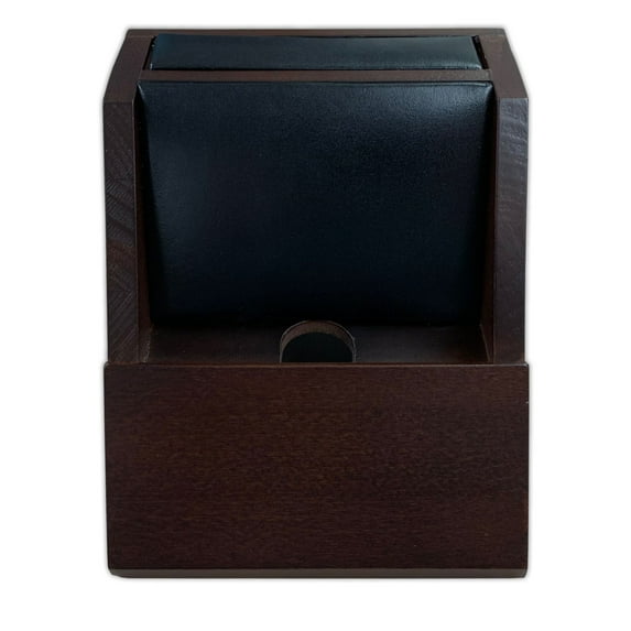 Walnut and Leather Desktop Cell Smartphone Electronics Stand Holder