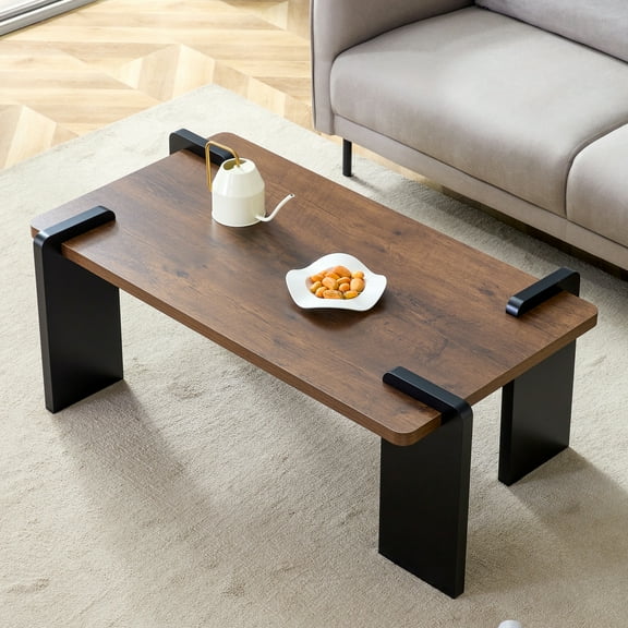 Walnut-colored MDF Coffee Table Modern Minimalist Design, Perfect for Small Spaces and Cozy Living Rooms (39.3*23.6*17.7in)