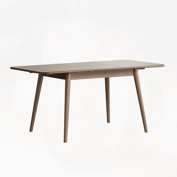 Walnut-colored Solid Oak Round Corner Diagonal Leg Telescopic Dining Table 1.2-1.6m for 6-8 People | Farmhouse Style with Space-saving Design