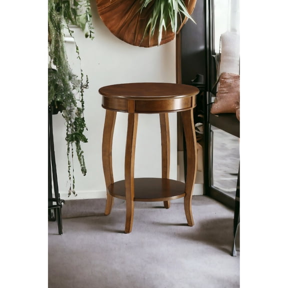 Walnut finish on wood | Table with storage shelf for bedroom | Attractive and practical