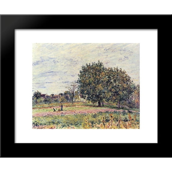 Walnut trees at sunset in early October 20x24 Framed Art Print by Alfred Sisley