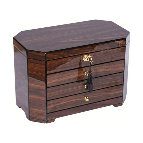 Walnut with Black Accents Jewelry Chest