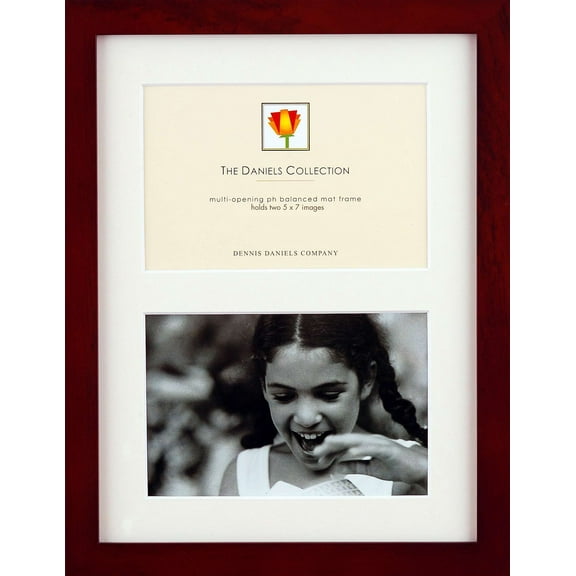 Walnut wood side-by-side 5x7 duo w coordinated mat by Dennis Daniels - 5x7